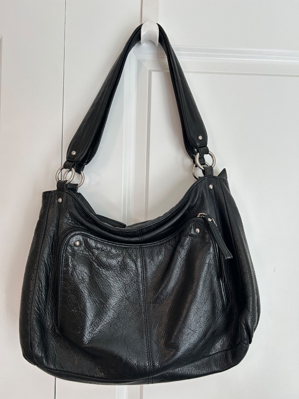 Osgoode Marley black leather shoulder hobo bag classic preppy western
